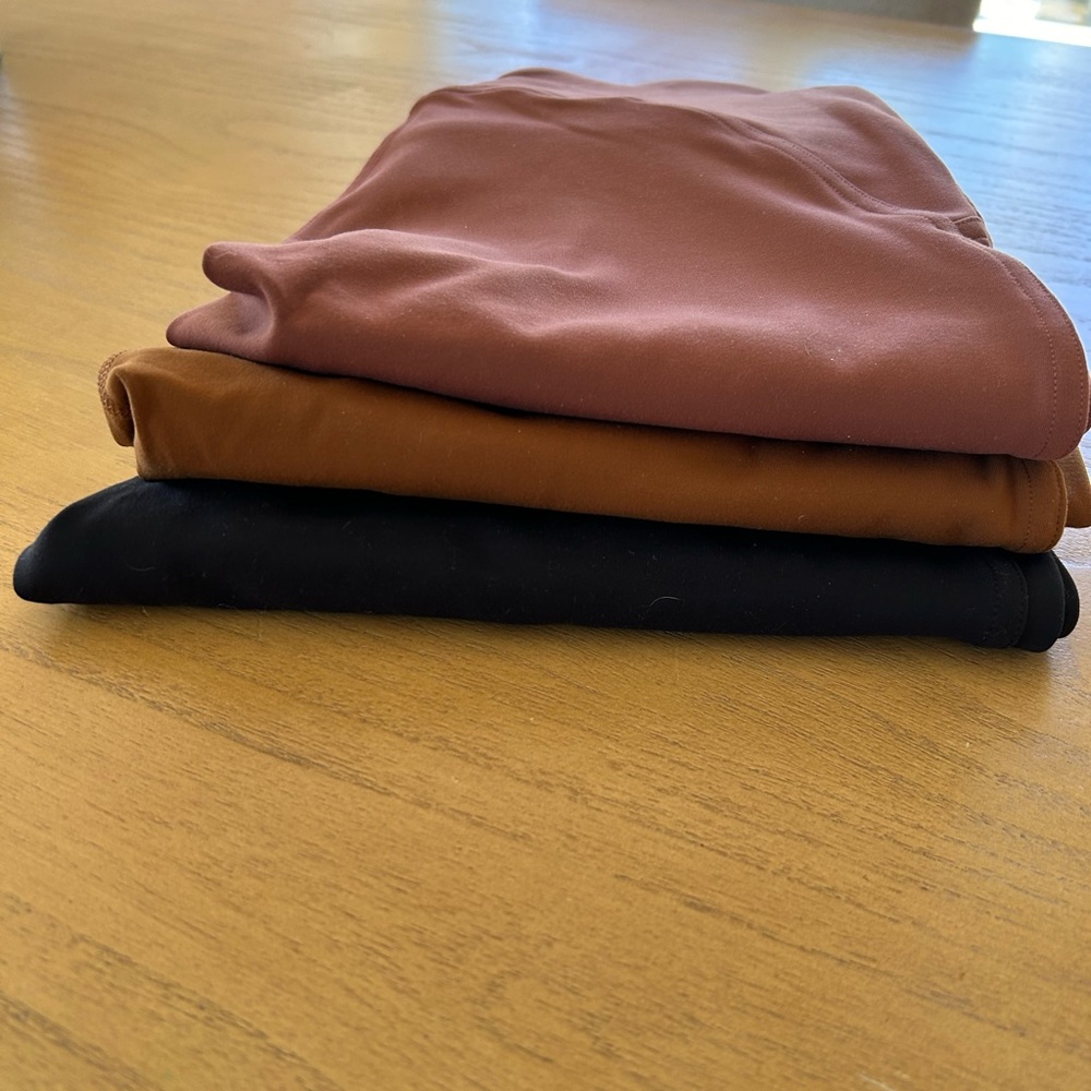 3x lulu leggings. Black, reddish, camel